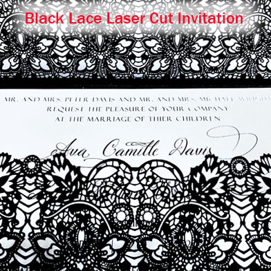 Black Lace Laser Cut Wedding Invitation [Suite]